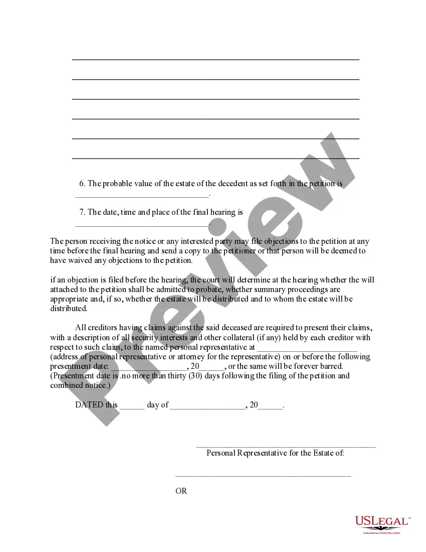 Preview Summary Administration - Not More than $200,000 - Small Estates