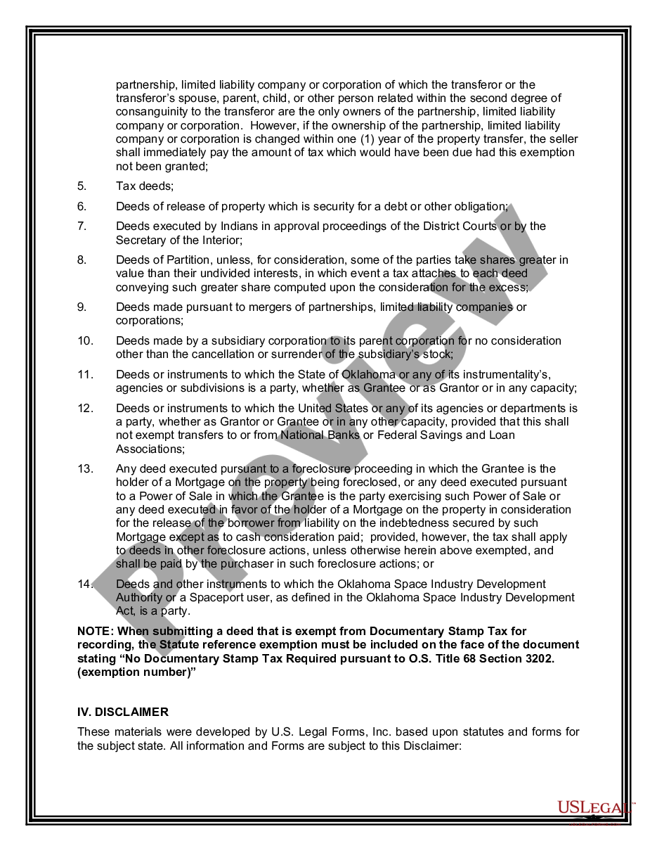 Oklahoma Quitclaim Deed From Individual To Llc Quit Claim Deed Oklahoma Us Legal Forms 0875
