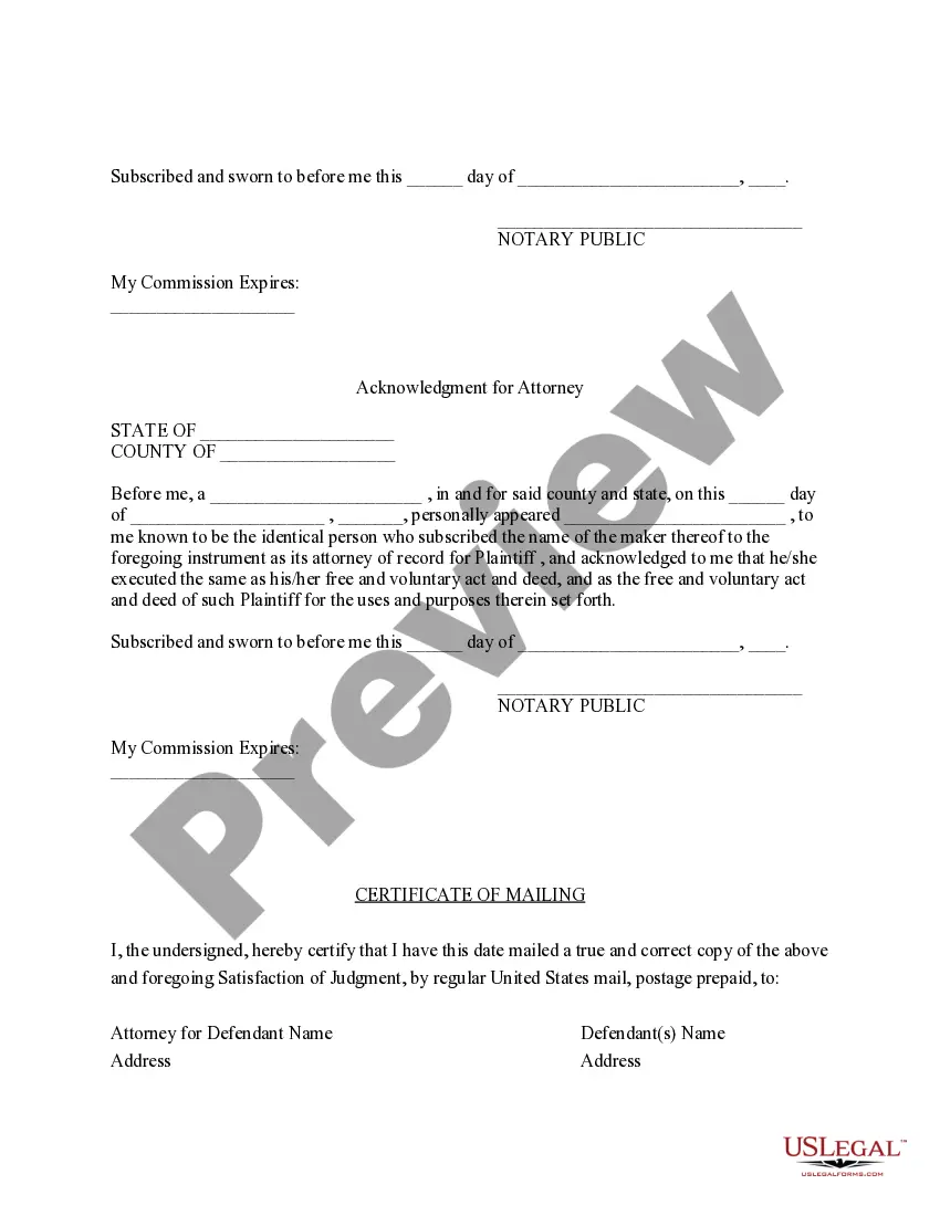 Preview Satisfaction of Judgment