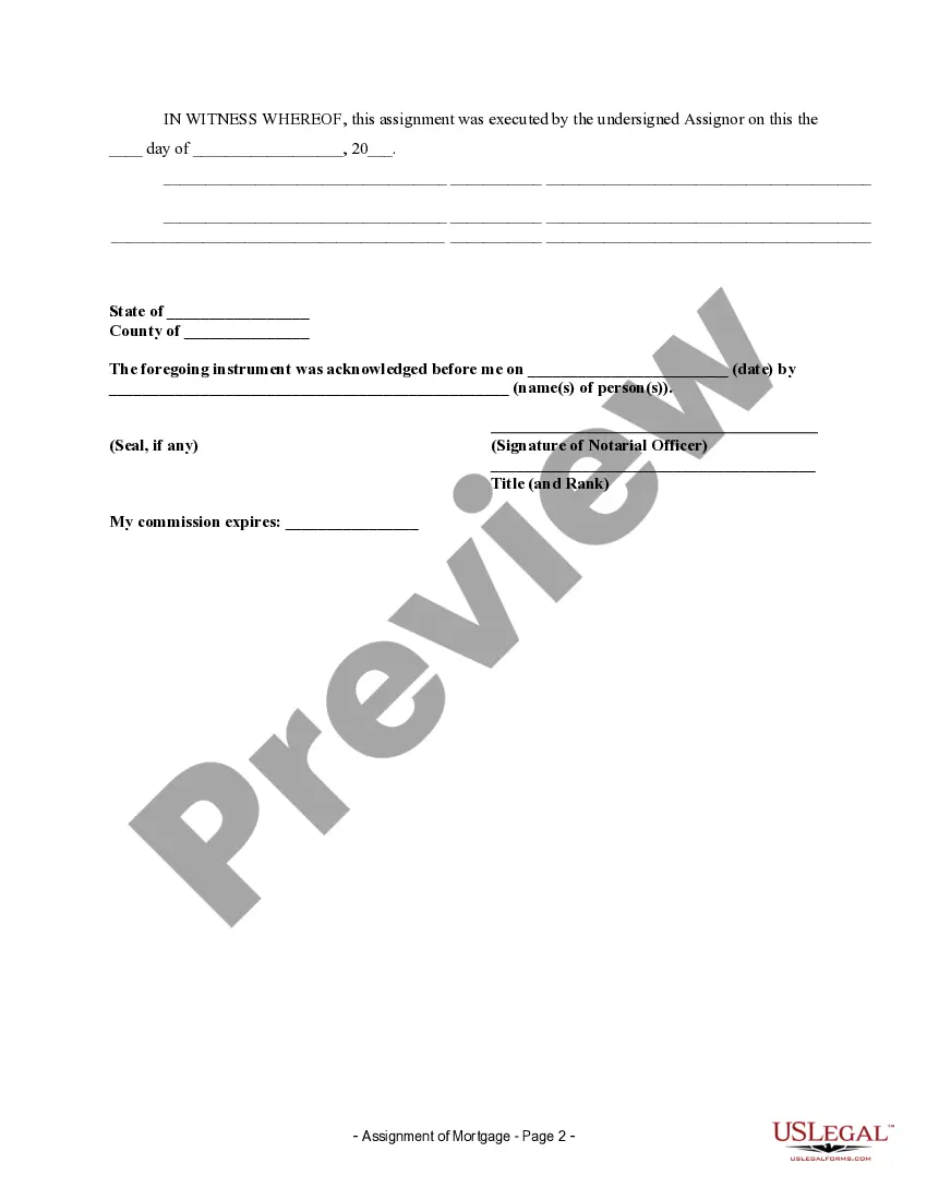 Preview Assignment of Mortgage by Individual Mortgage Holder