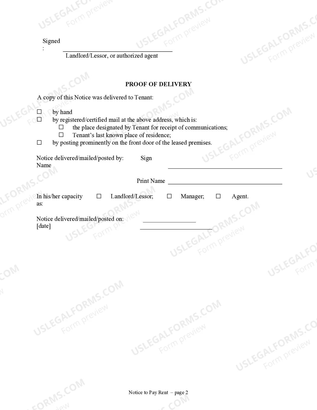 Preview 5 Day Notice to Pay Rent or Quit Prior to Eviction - Residential Property