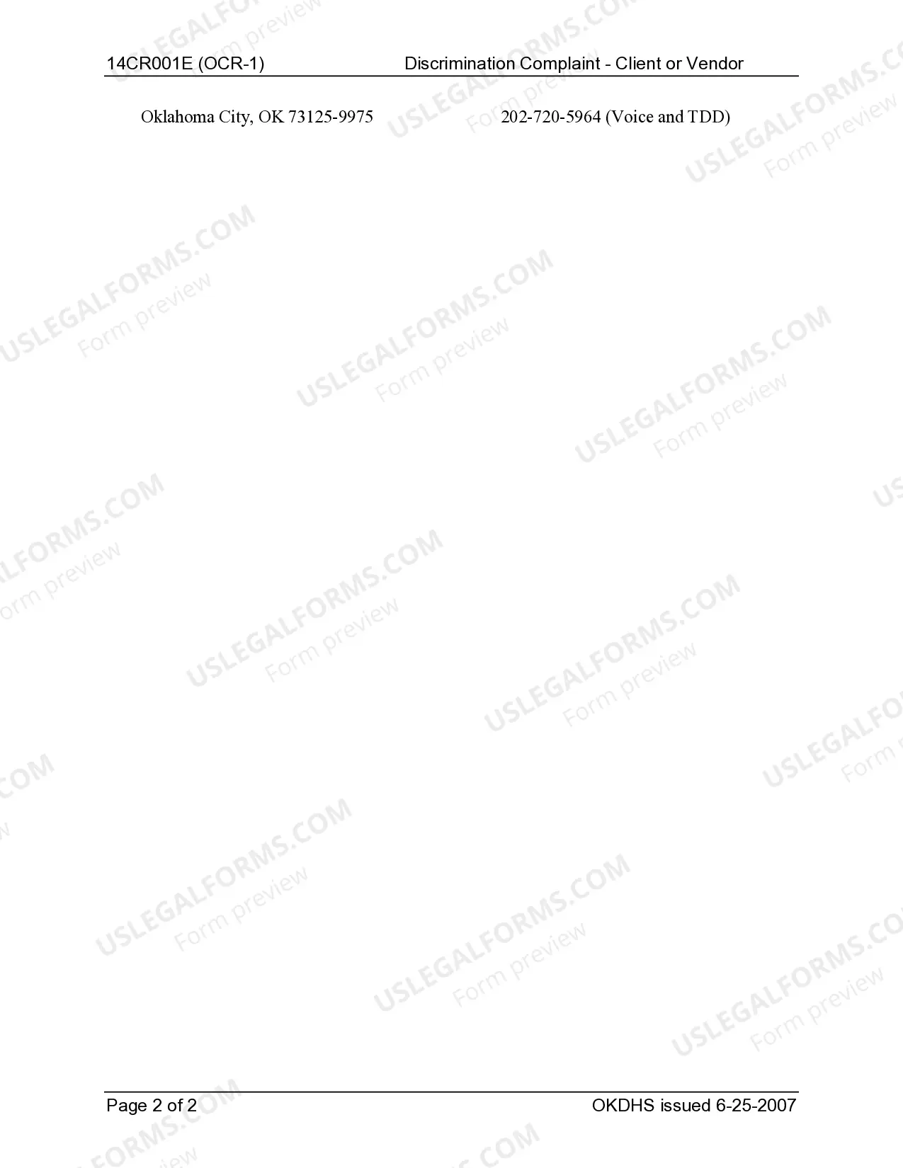 Preview Discrimination Complaint - Client or Vendor