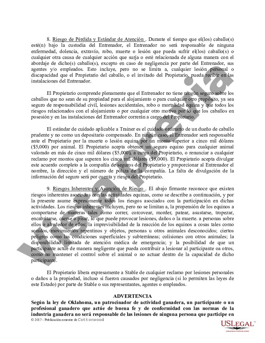 Preview Contrato de Entrenamiento - Caballo Equino Formas