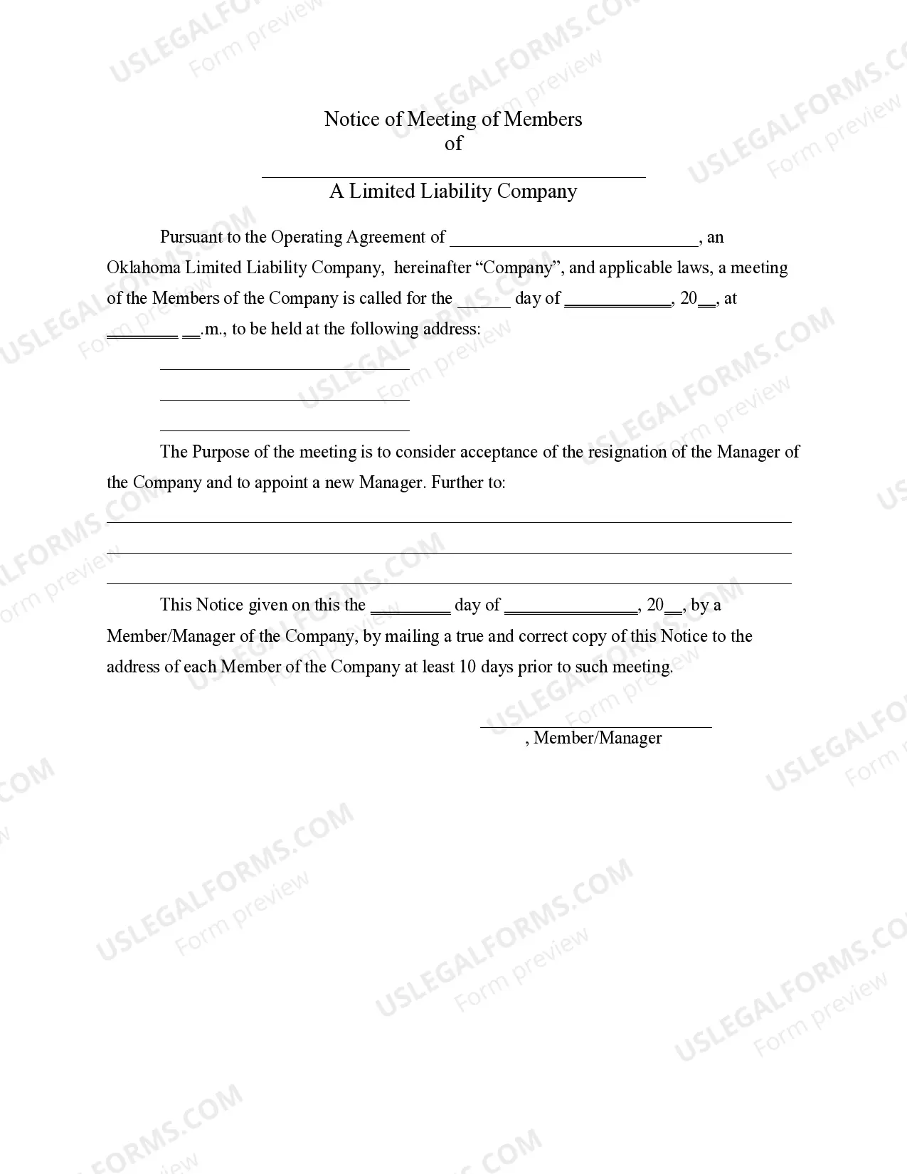 Preview LLC Notices, Resolutions and other Operations Forms Package
