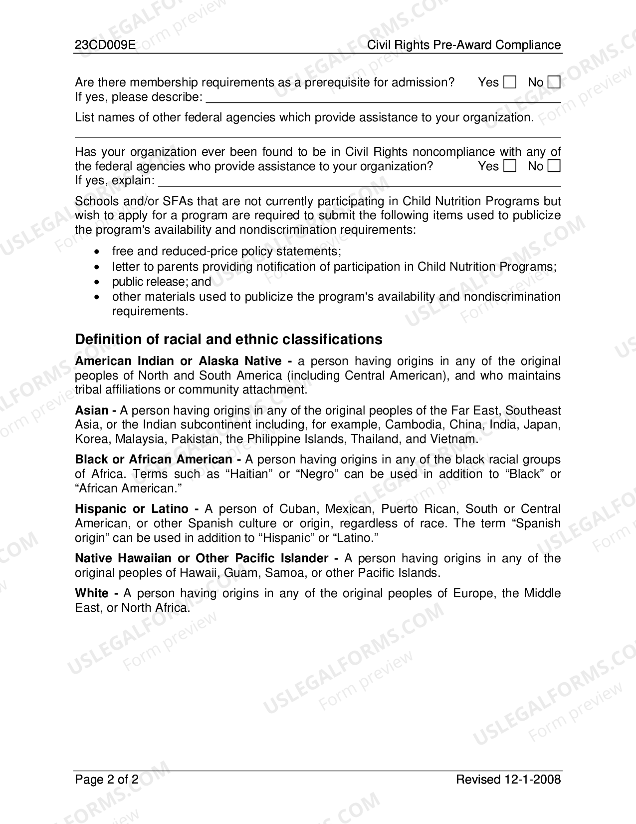 Oklahoma Civil Rights PreAward Compliance Child Nutrition Programs