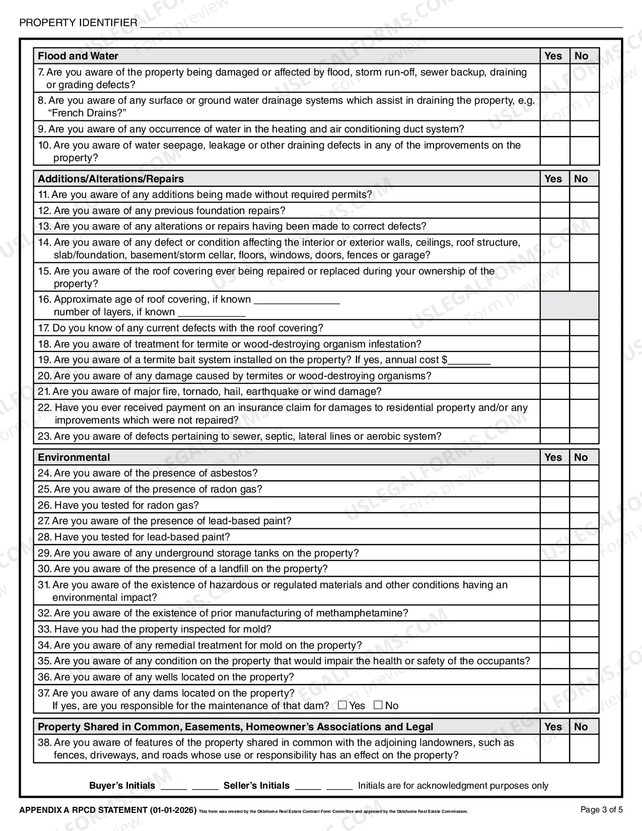 Preview Residential Real Estate Sales Disclosure Statement