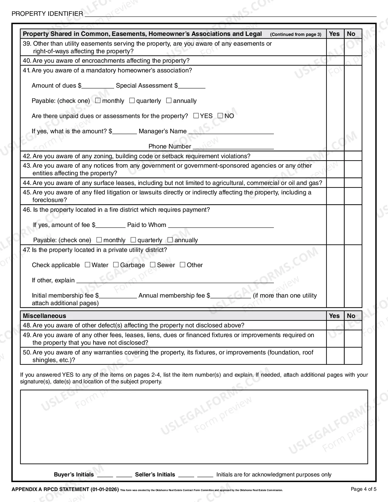 Preview Residential Real Estate Sales Disclosure Statement