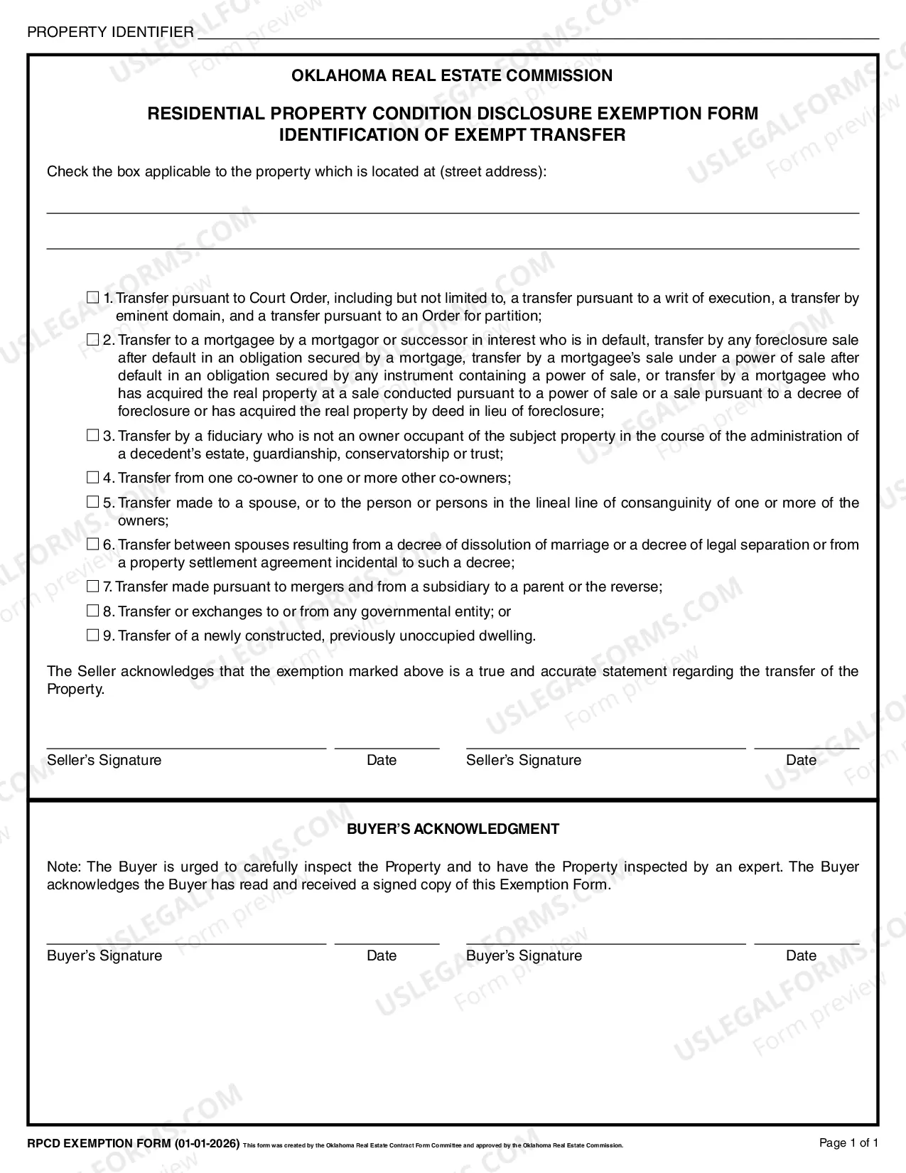 Preview Residential Real Estate Sales Disclosure Statement