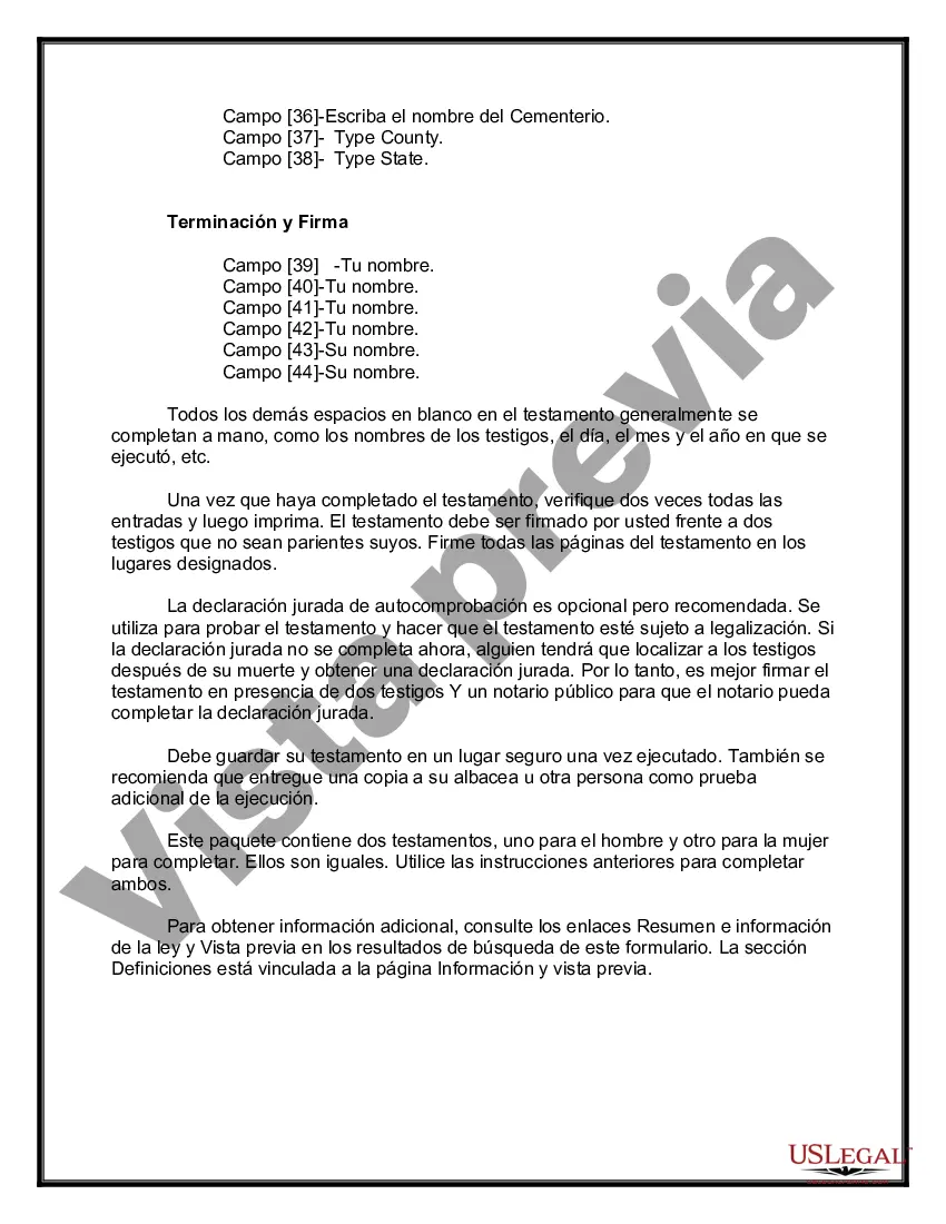 Preview Testamentos mutuos que contienen última voluntad y testamentos para personas solteras que viven juntas sin hijos