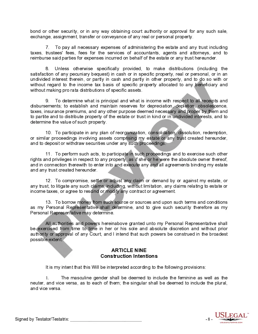 Preview Mutual Wills containing Last Will and Testaments for Man and Woman living together not Married with No Children