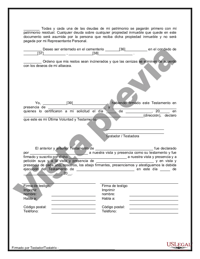 Preview Paquete de Testamentos Mutuos de Últimas Voluntades y Testamentos para Personas Solteras que conviven con Hijos Adultos