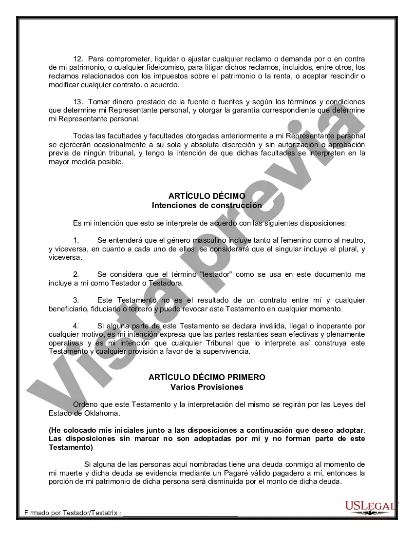 Preview Paquete de Testamentos Mutuos de Últimas Voluntades y Testamentos para Personas Solteras que conviven con Hijos Adultos