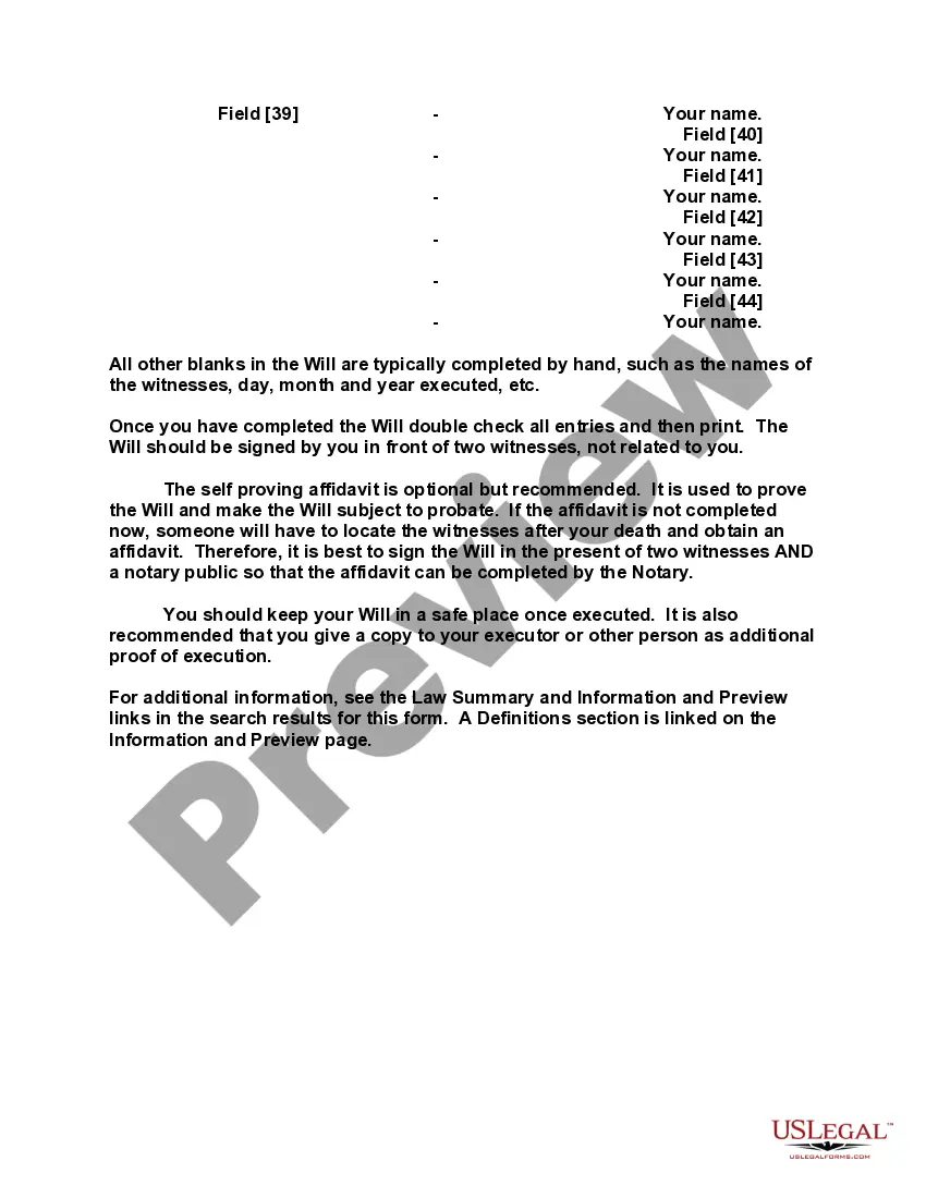 Preview Mutual Wills Package of Last Wills and Testaments for Man and Woman living together not Married with Adult Children