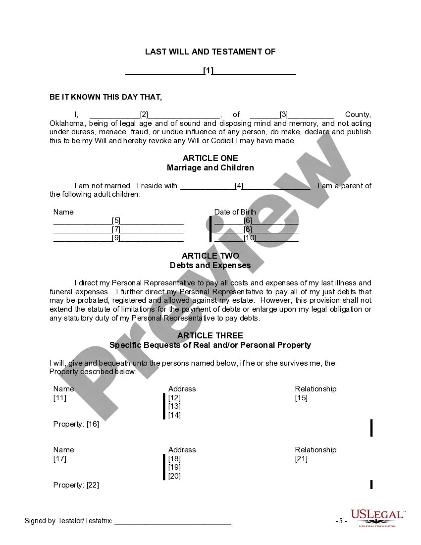 Preview Mutual Wills Package of Last Wills and Testaments for Man and Woman living together not Married with Adult Children