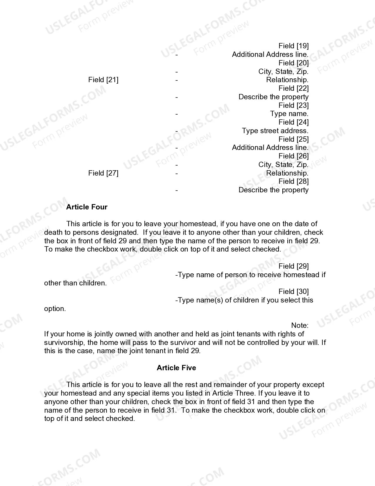 Preview Mutual Wills or Last Will and Testaments for Man and Woman living together, not Married with Minor Children