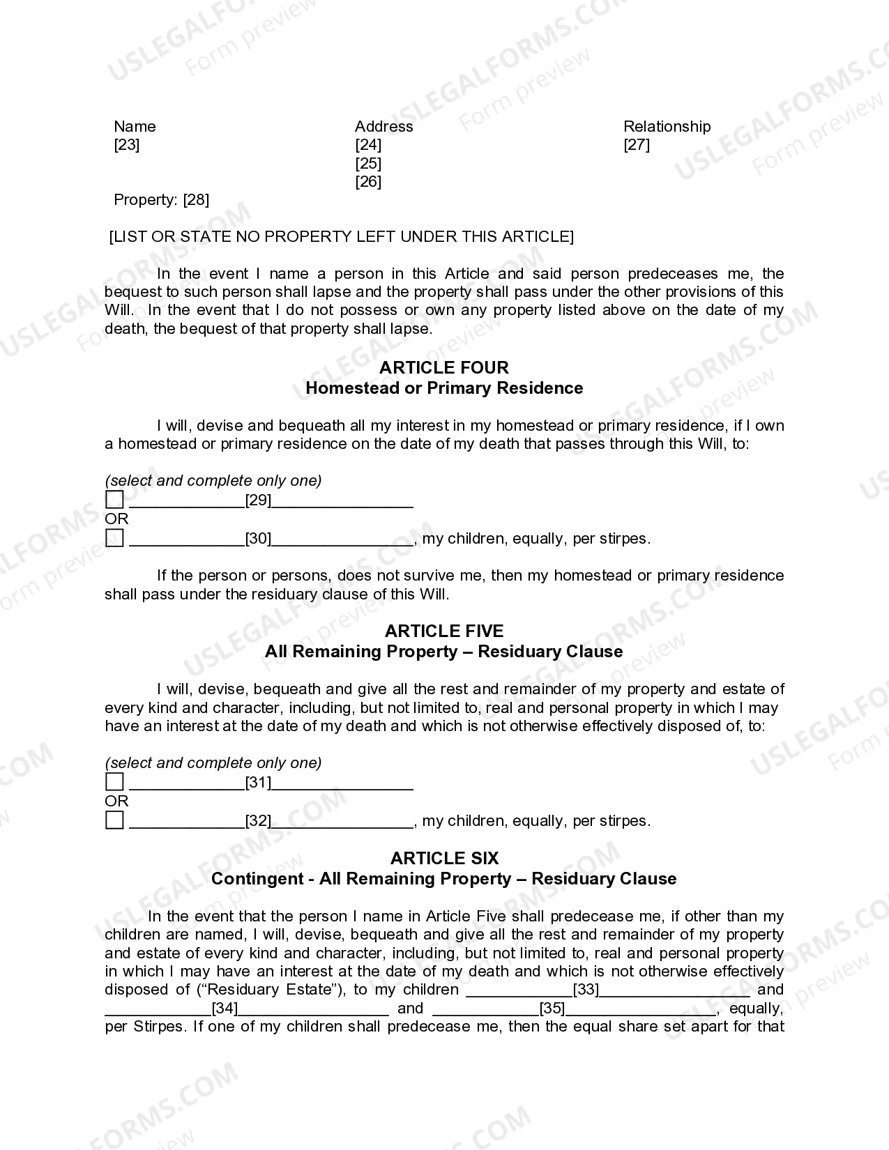 Preview Mutual Wills or Last Will and Testaments for Man and Woman living together, not Married with Minor Children