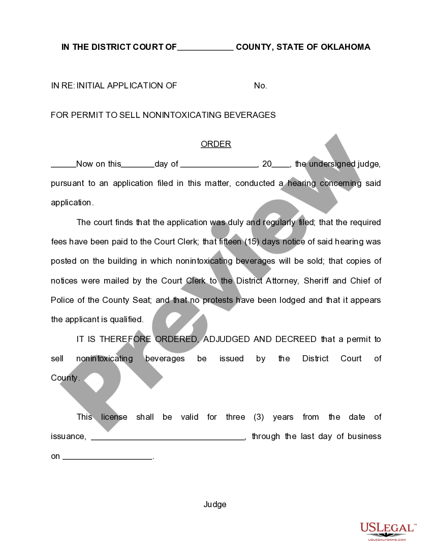 Oklahoma Beverage License, Affidavits, Petition and Application, Public
