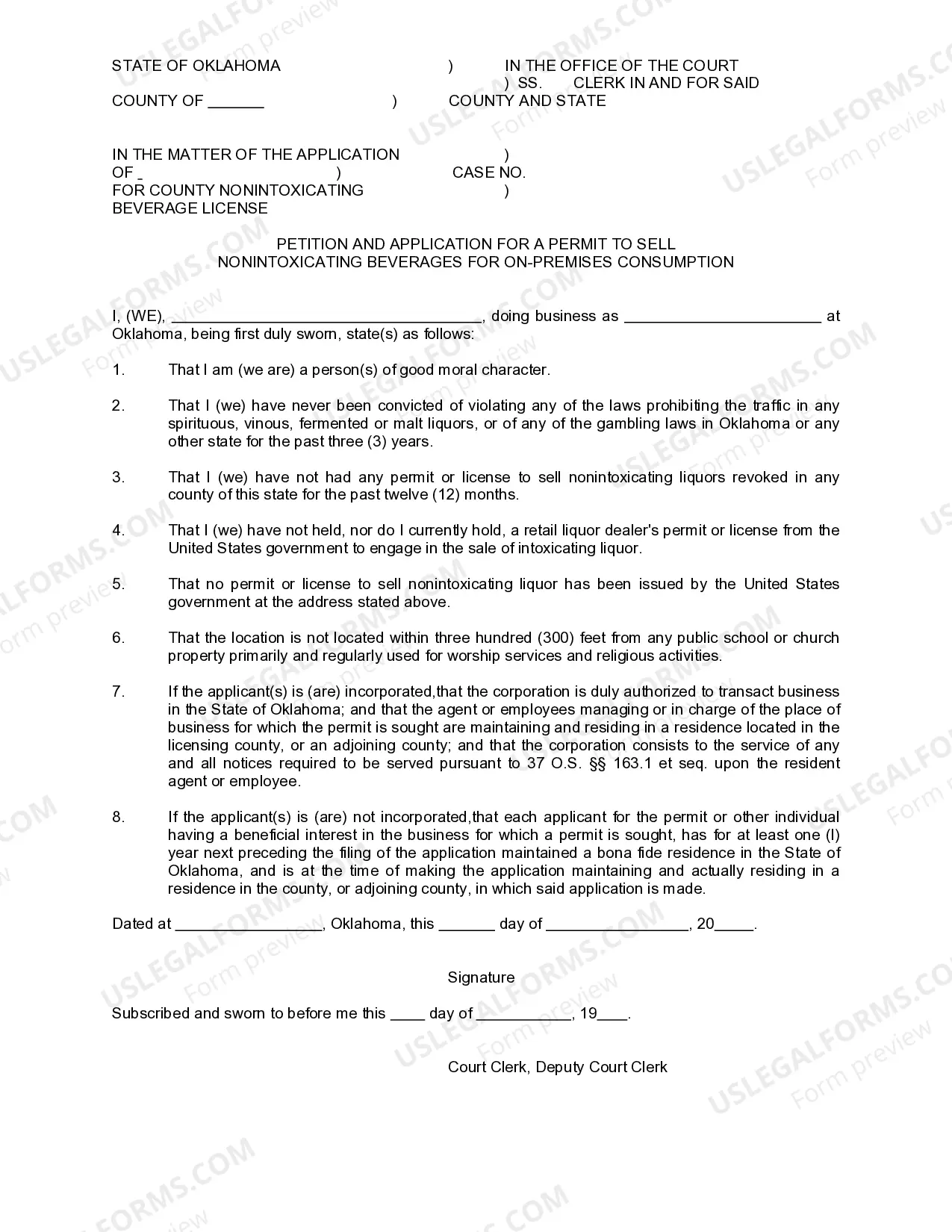 Preview Beverage License, Affidavits, Petition and Application, Public Notice - Proof of Posting, Orders