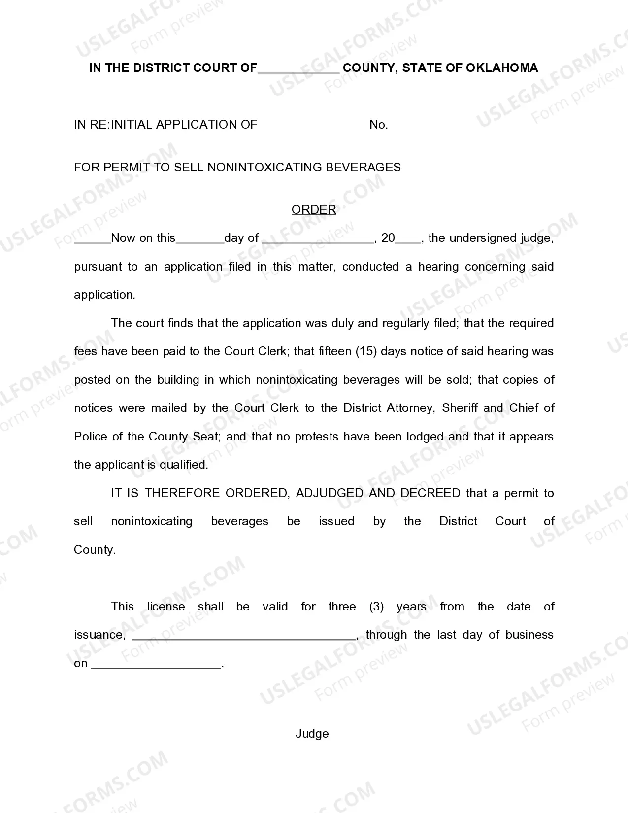 Preview Beverage License, Affidavits, Petition and Application, Public Notice - Proof of Posting, Orders