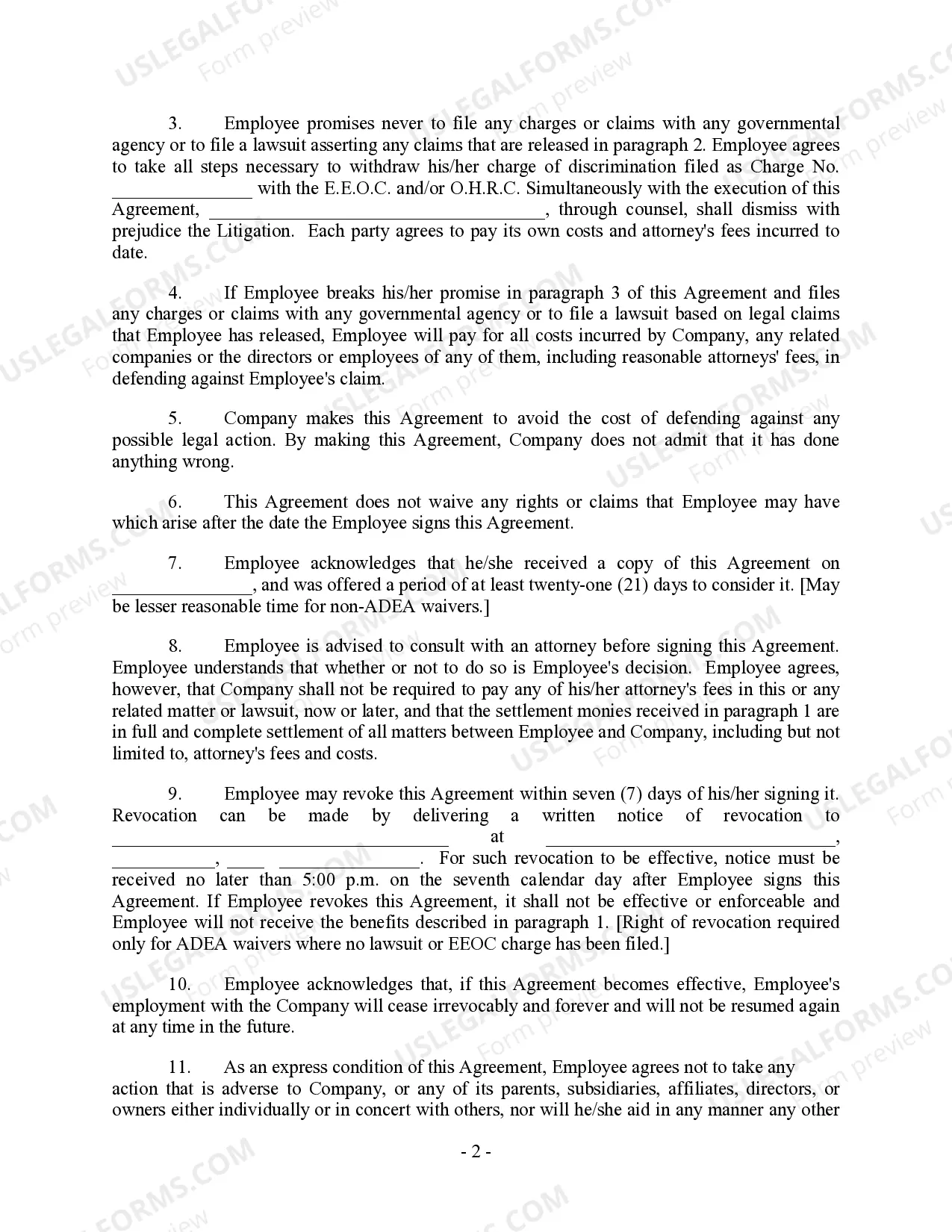 Preview Voluntary Severance Package Settlement Agreement