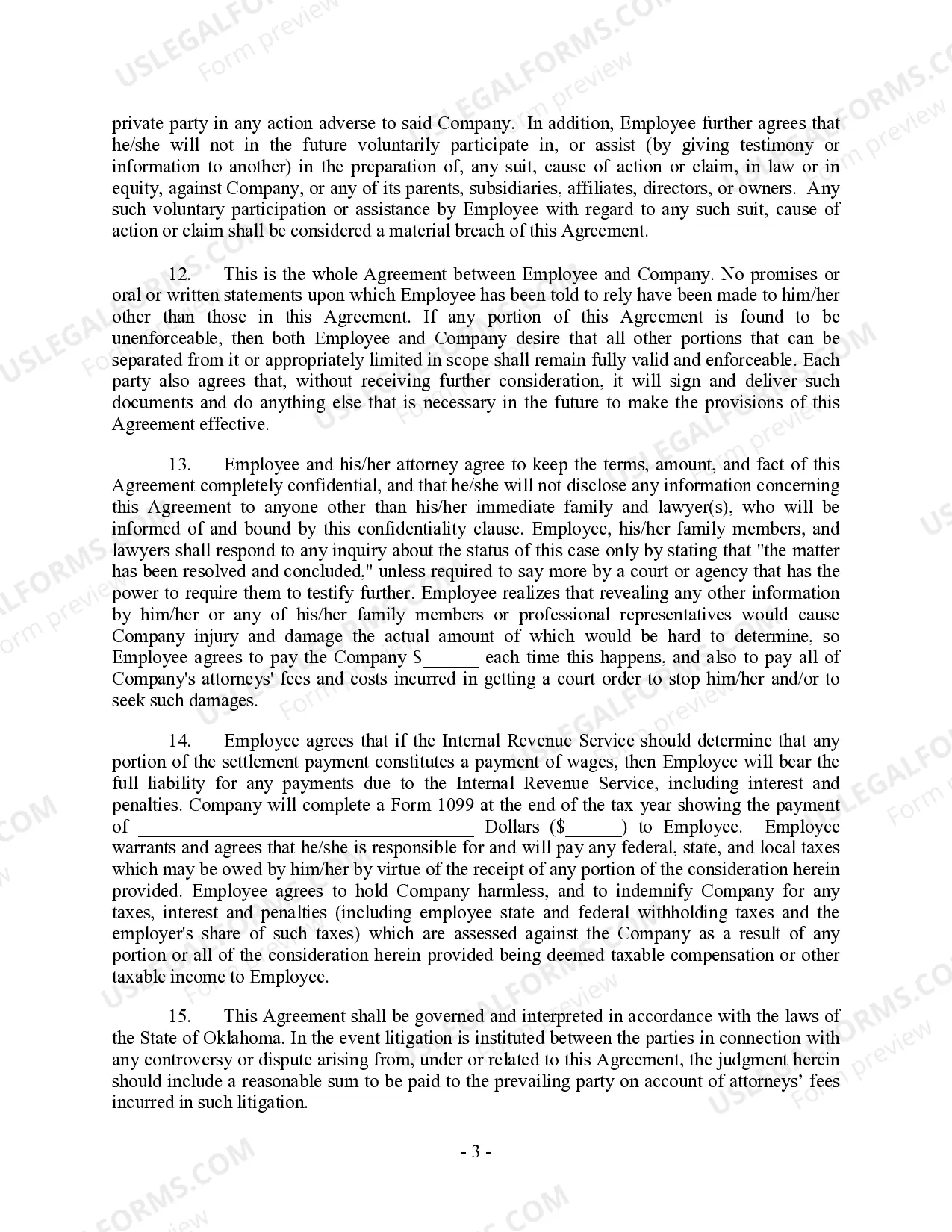 Preview Voluntary Severance Package Settlement Agreement