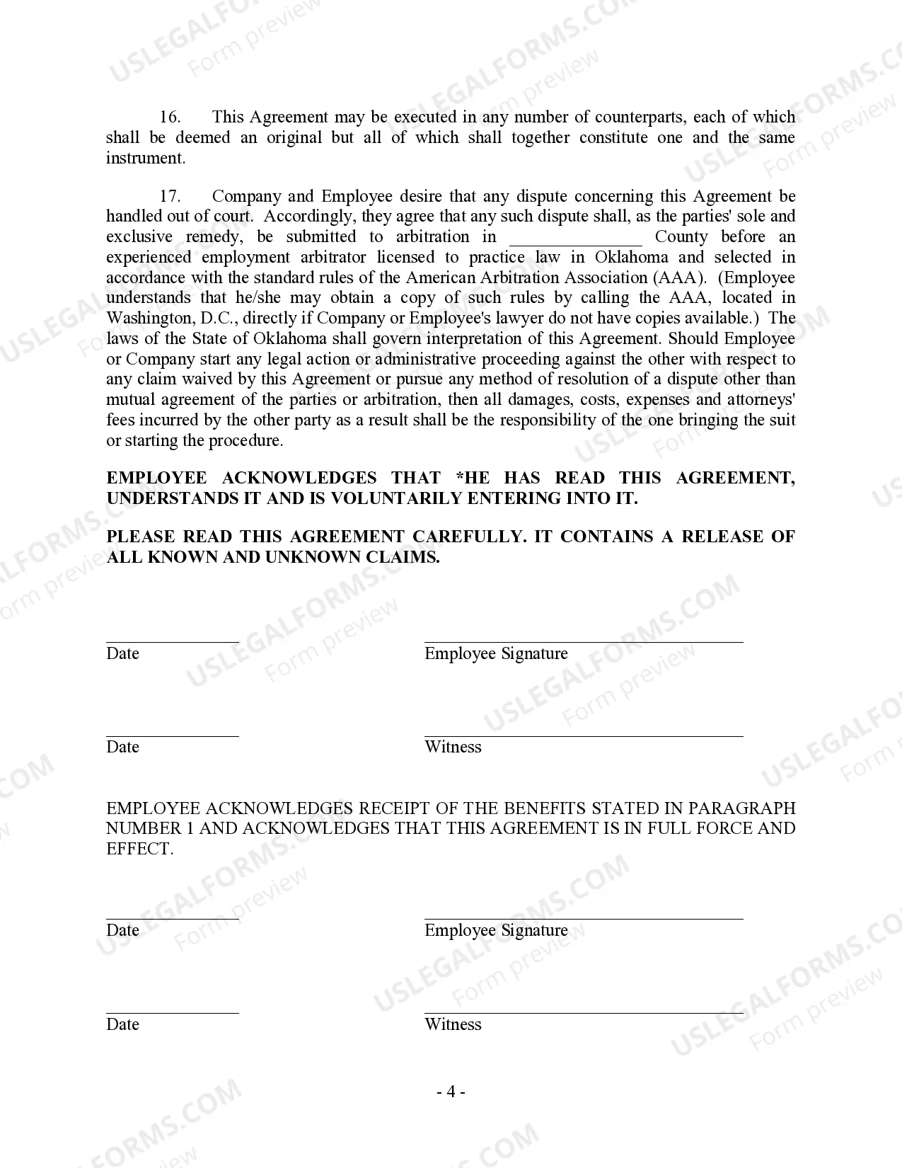 Preview Voluntary Severance Package Settlement Agreement