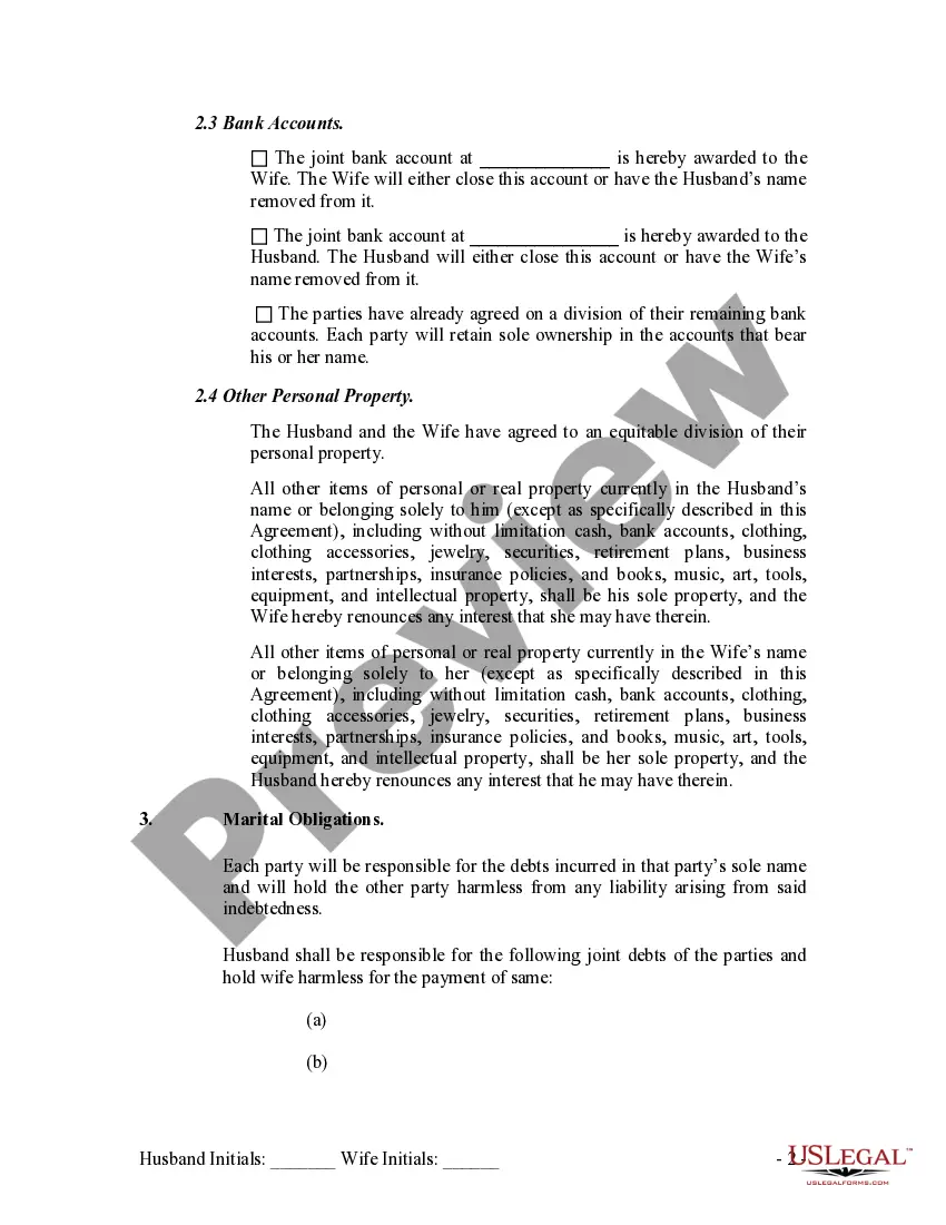 Preview Marital Domestic Separation and Property Settlement Agreement Adult Children