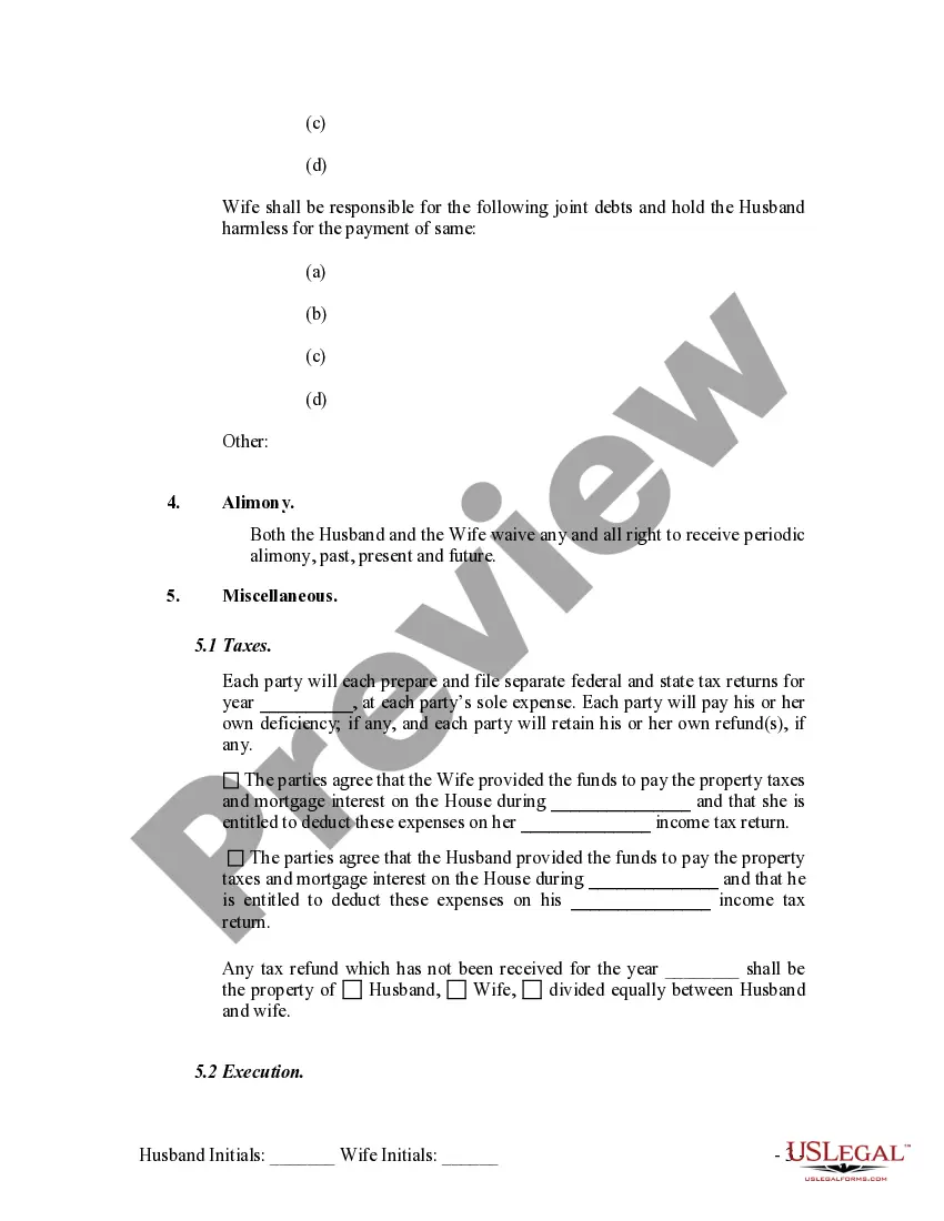 Preview Marital Domestic Separation and Property Settlement Agreement Adult Children