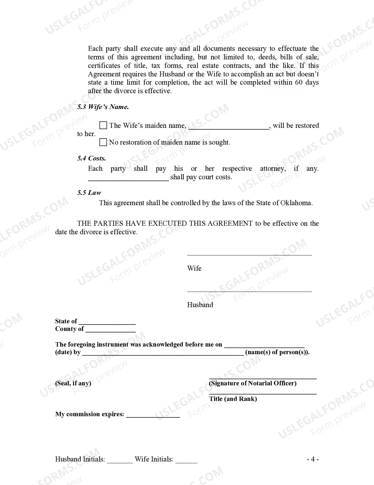 Preview Marital Domestic Separation and Property Settlement Agreement no children