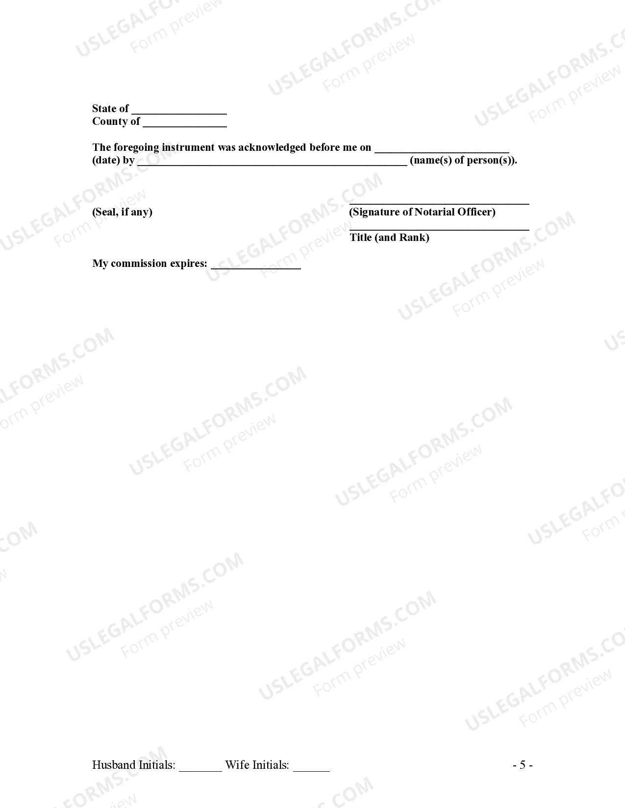 Preview Marital Domestic Separation and Property Settlement Agreement no children