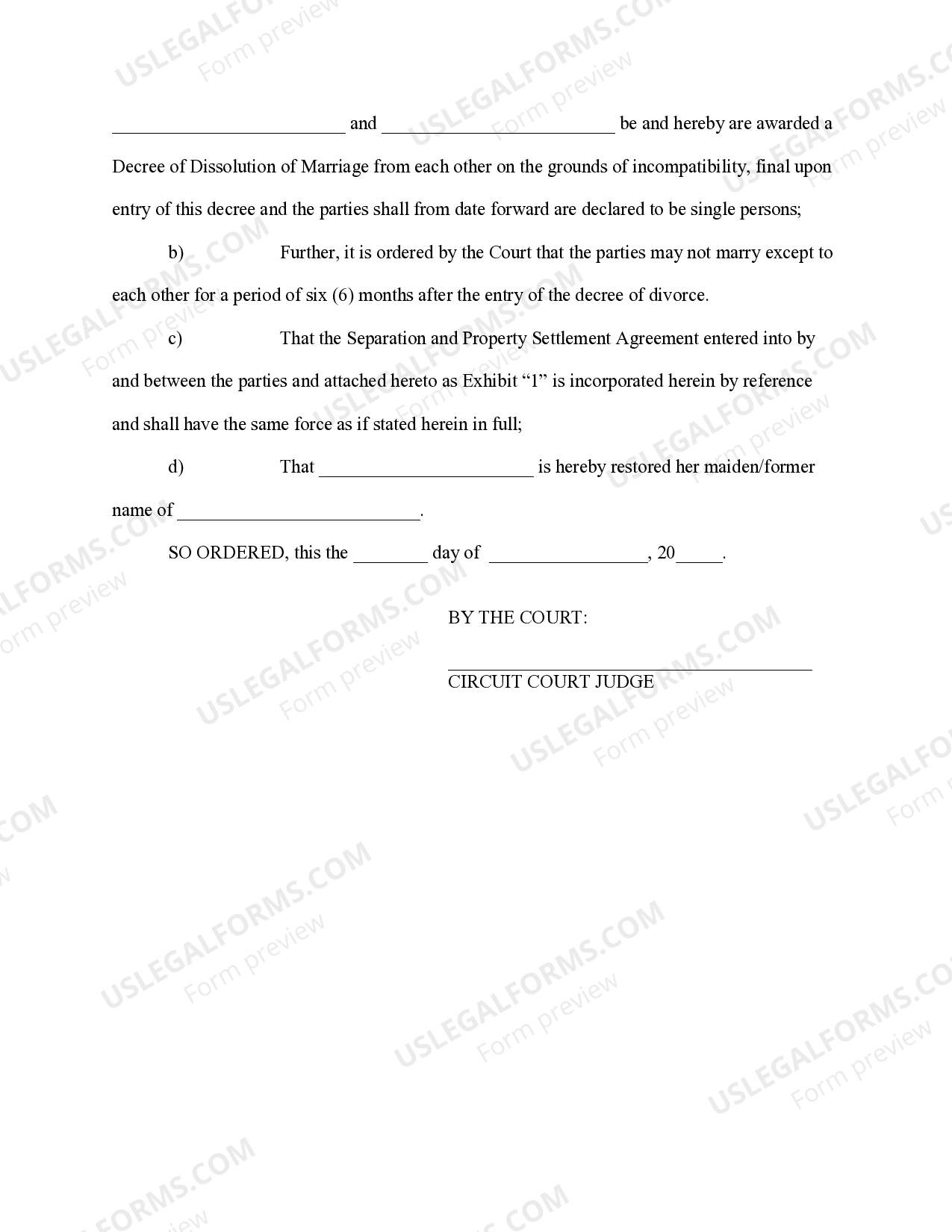Oklahoma Decree of Divorce for People with No Children - Printable ...