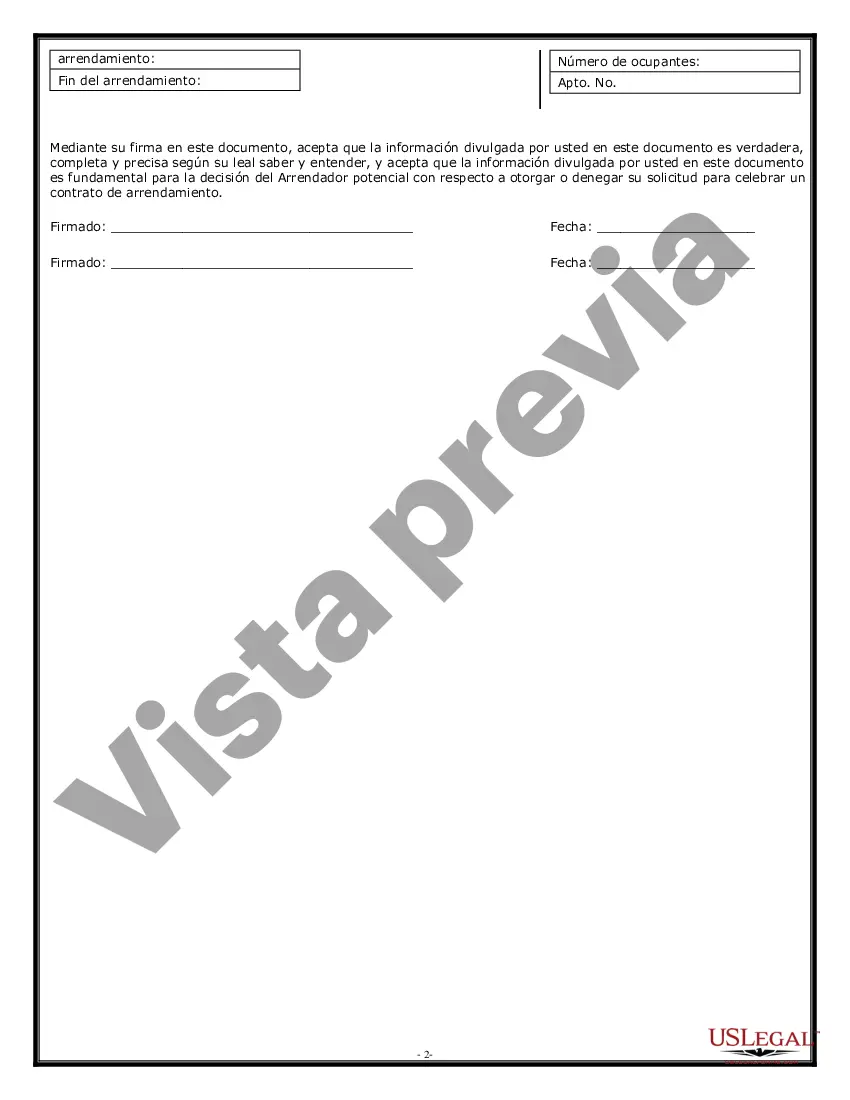 Preview Cuestionario de solicitud de alquiler de arrendamiento de apartamento