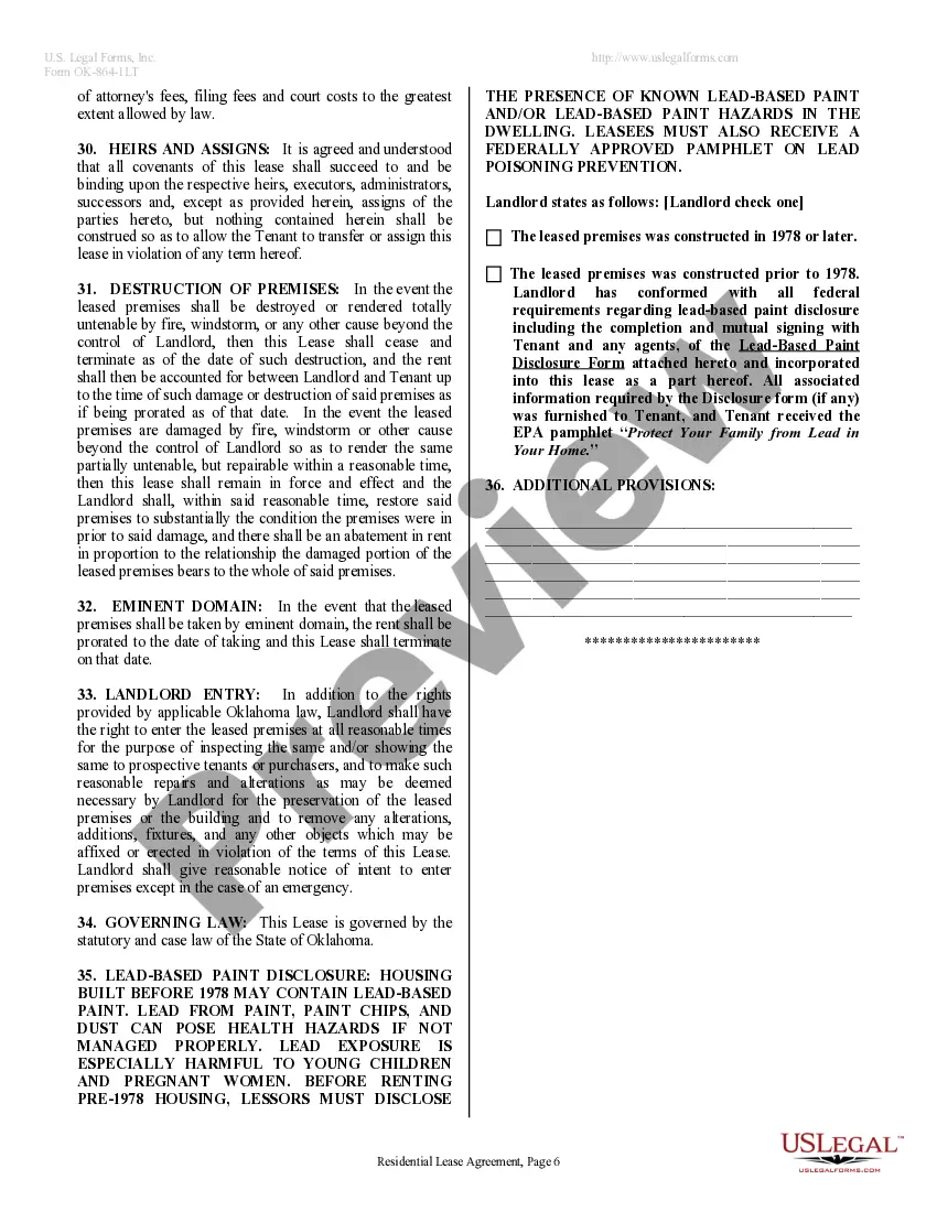Preview Residential Lease or Rental Agreement for Month to Month
