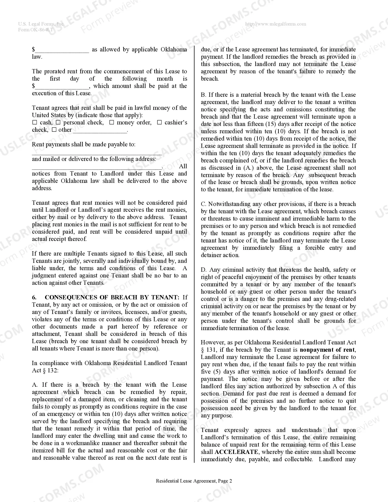 Preview Residential Rental Lease Agreement