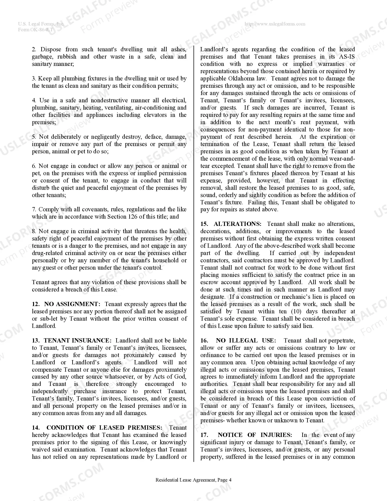 Preview Residential Rental Lease Agreement