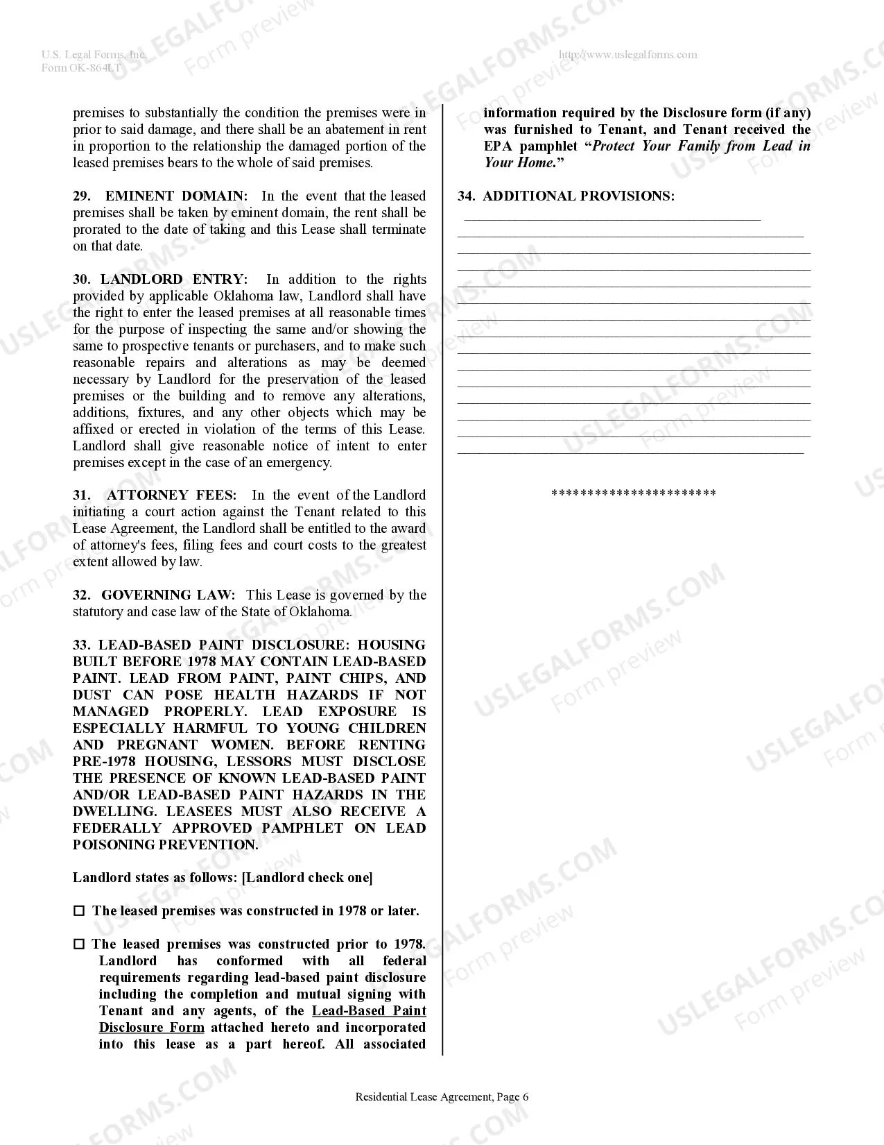 Preview Residential Rental Lease Agreement