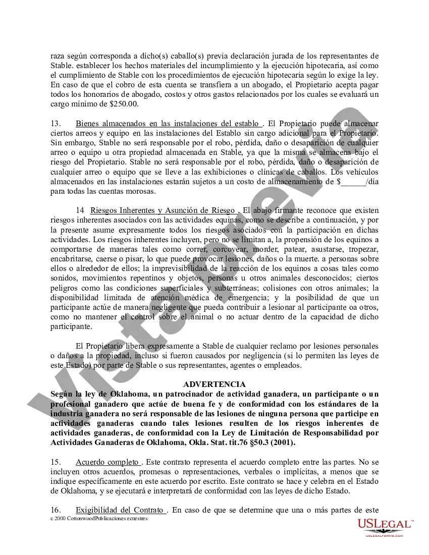 Preview Paquete de formularios equinos de caballos de Oklahoma