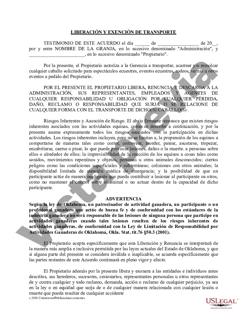 Preview Paquete de formularios equinos de caballos de Oklahoma