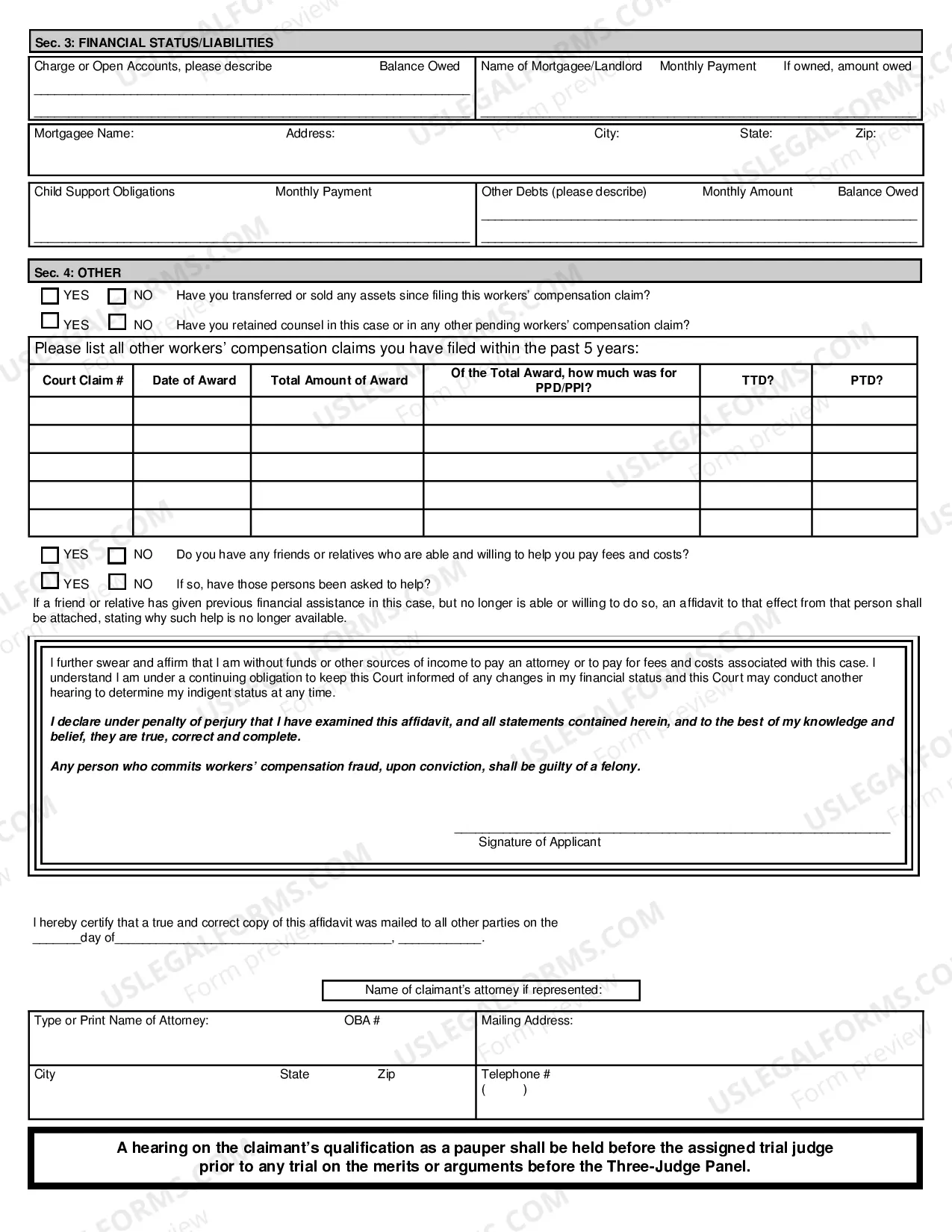 Preview Paupers Affidavit