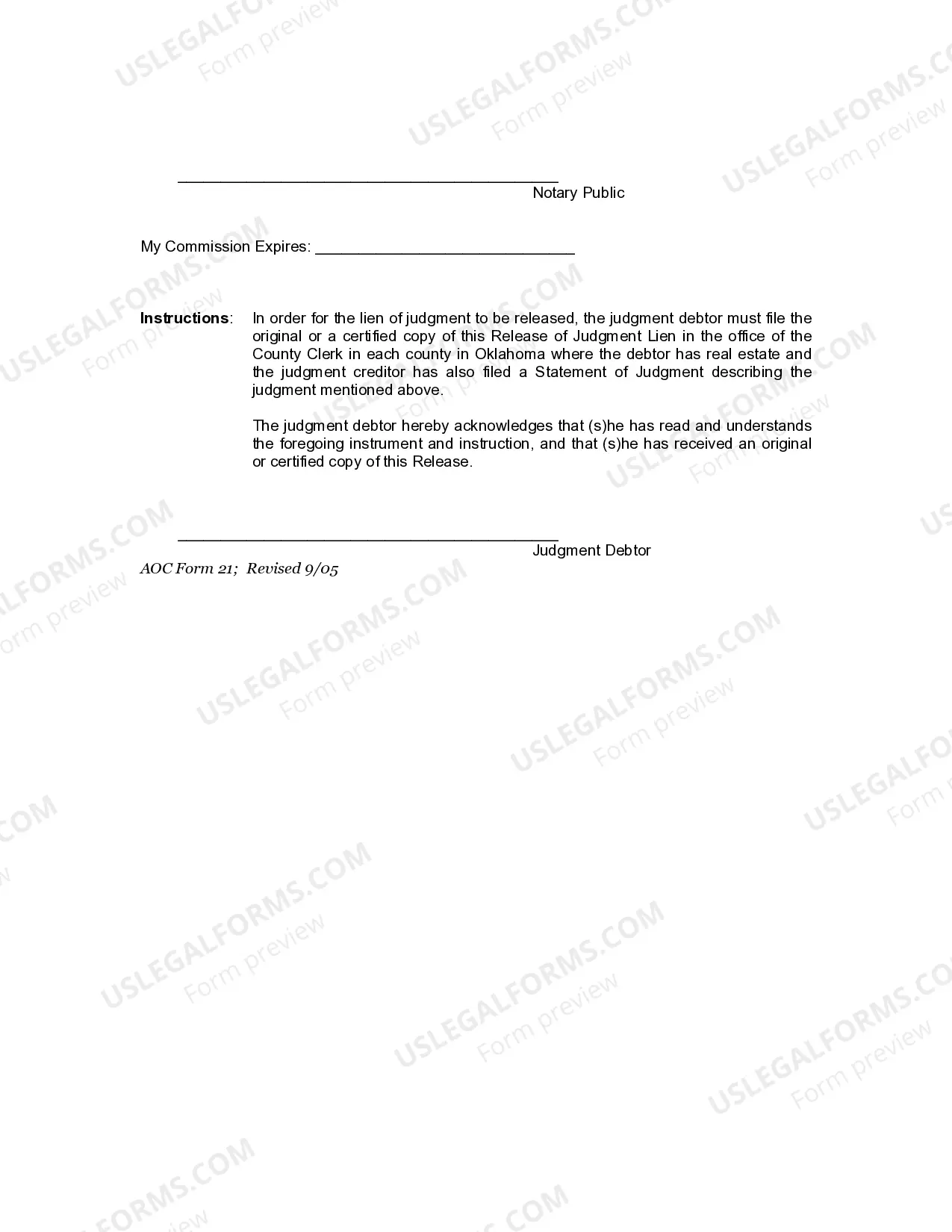 Preview Full or Partial Release of Judgment Liens by Judgment Creditor