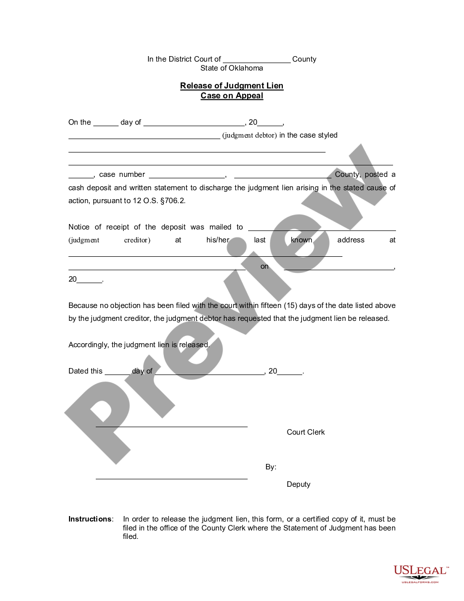Oklahoma Lien Release Form Fill Out And Sign Printabl 6688