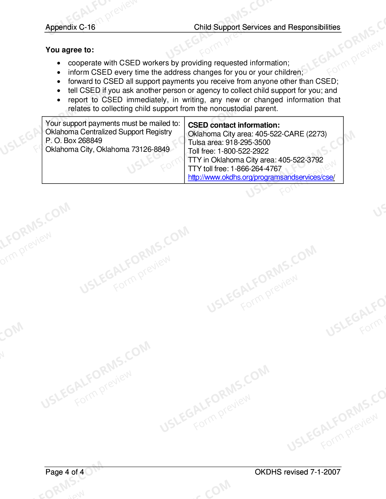 Oklahoma Child Support Services and Responsibilities Okdhs Child