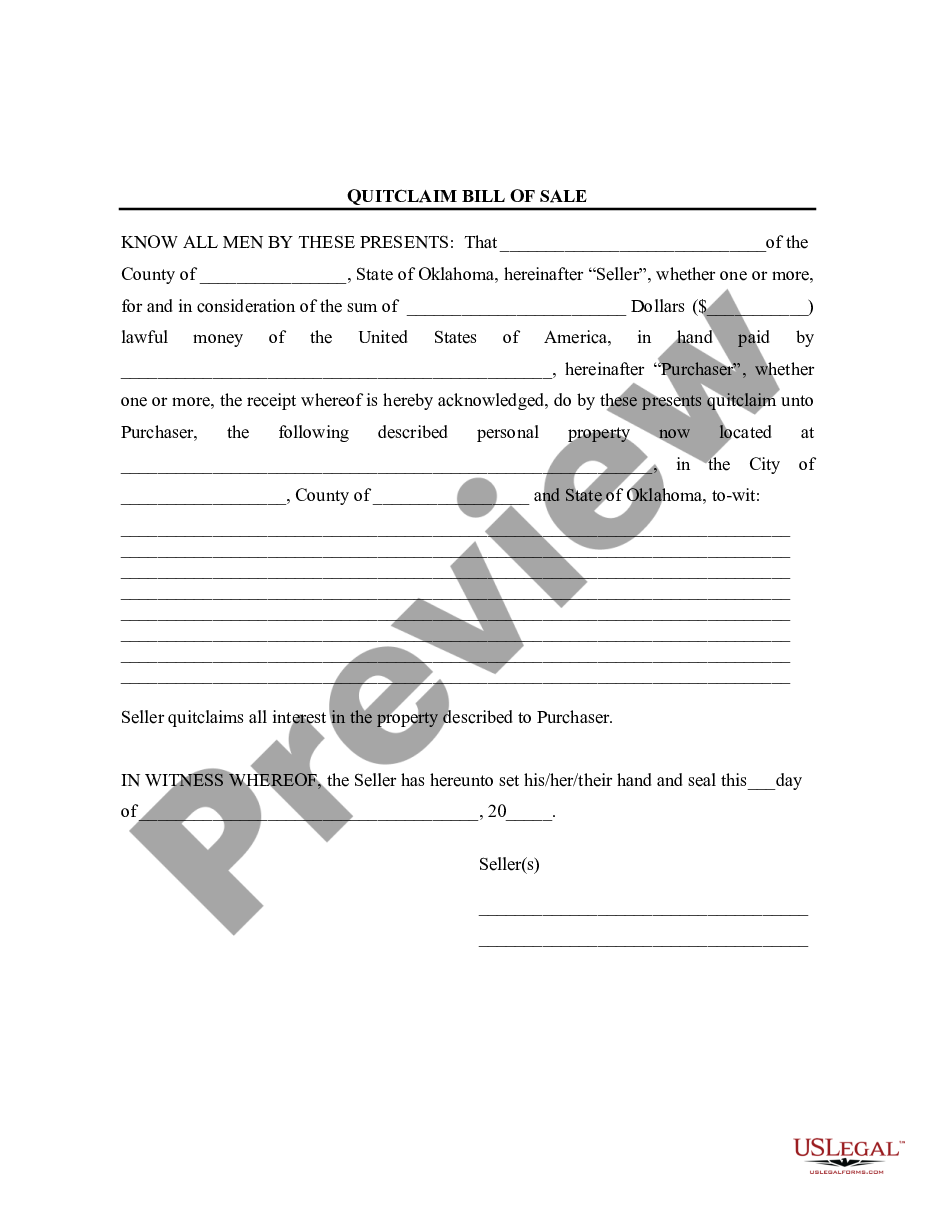Oklahoma Bill Of Sale For Car Us Legal Forms 9154