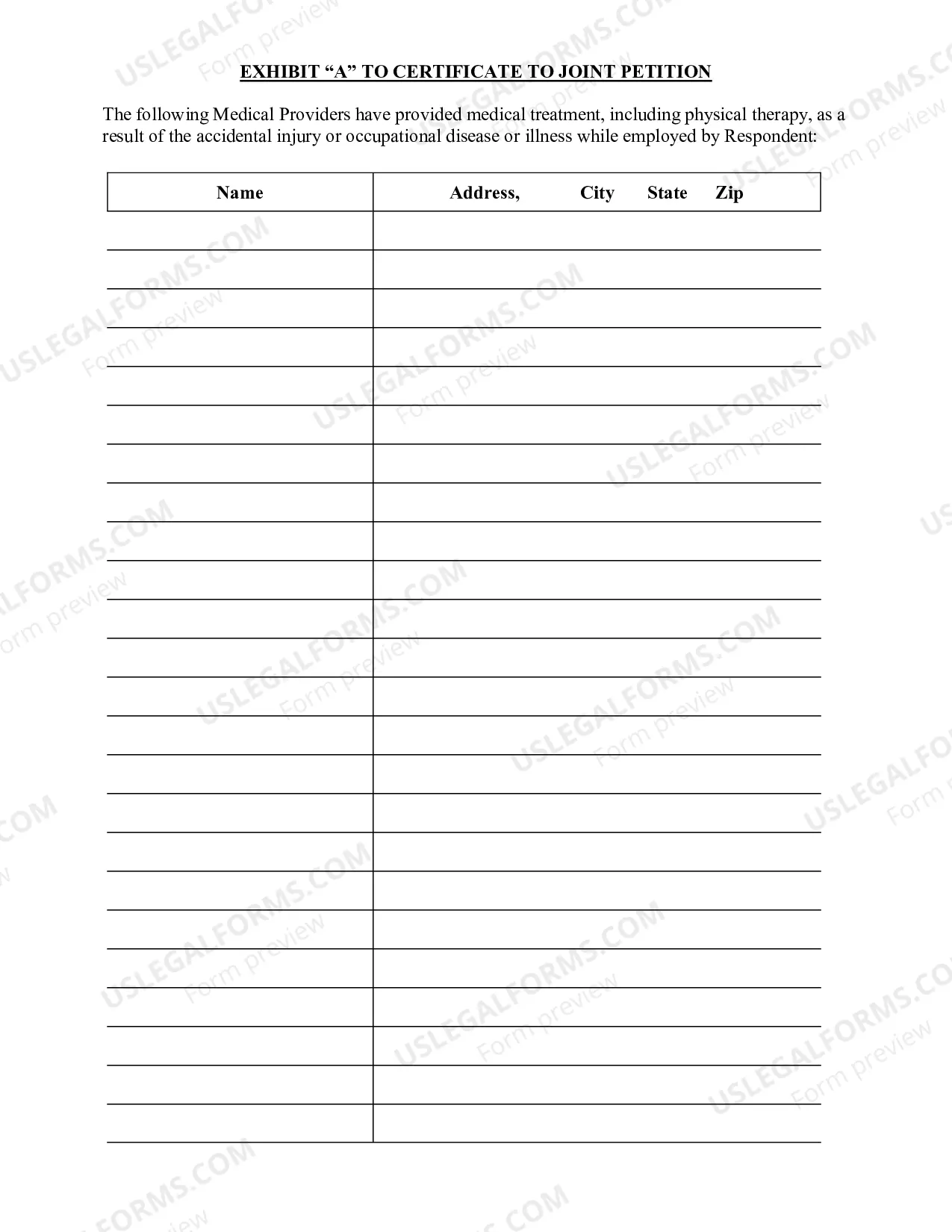 Preview Certificate to Joint Petition