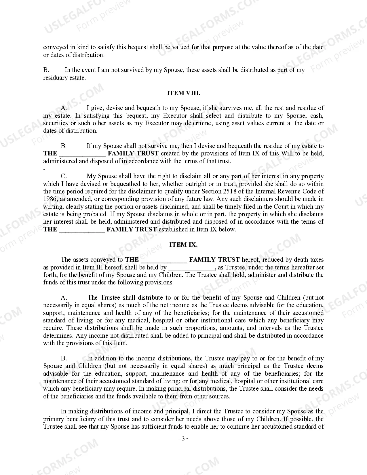 Preview Complex Will with Credit Shelter Marital Trust for Large Estates