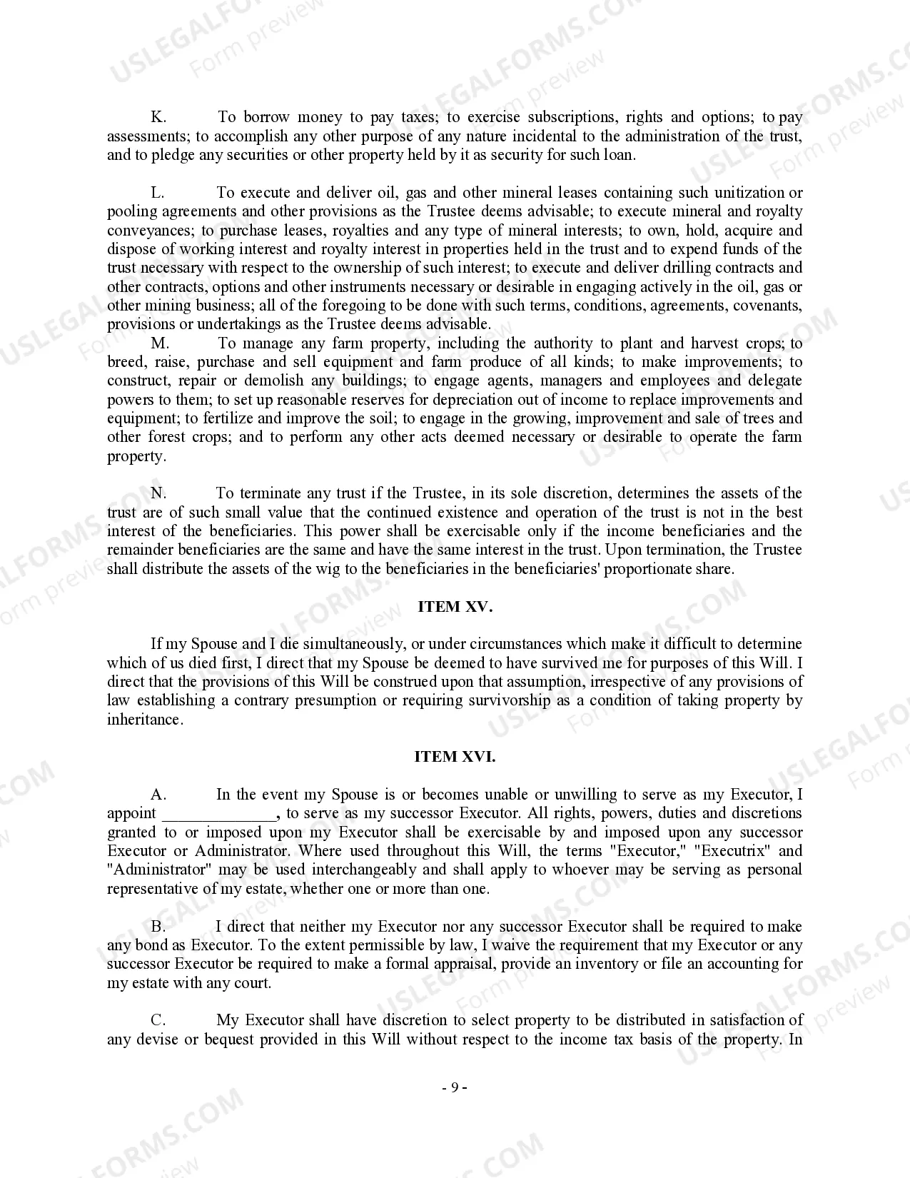 Preview Complex Will with Credit Shelter Marital Trust for Large Estates