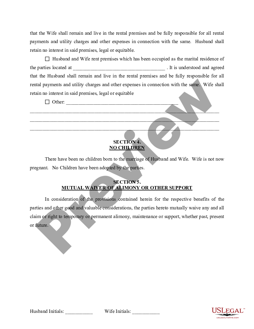 Oklahoma Marital Domestic Separation and Property Settlement Agreement ...