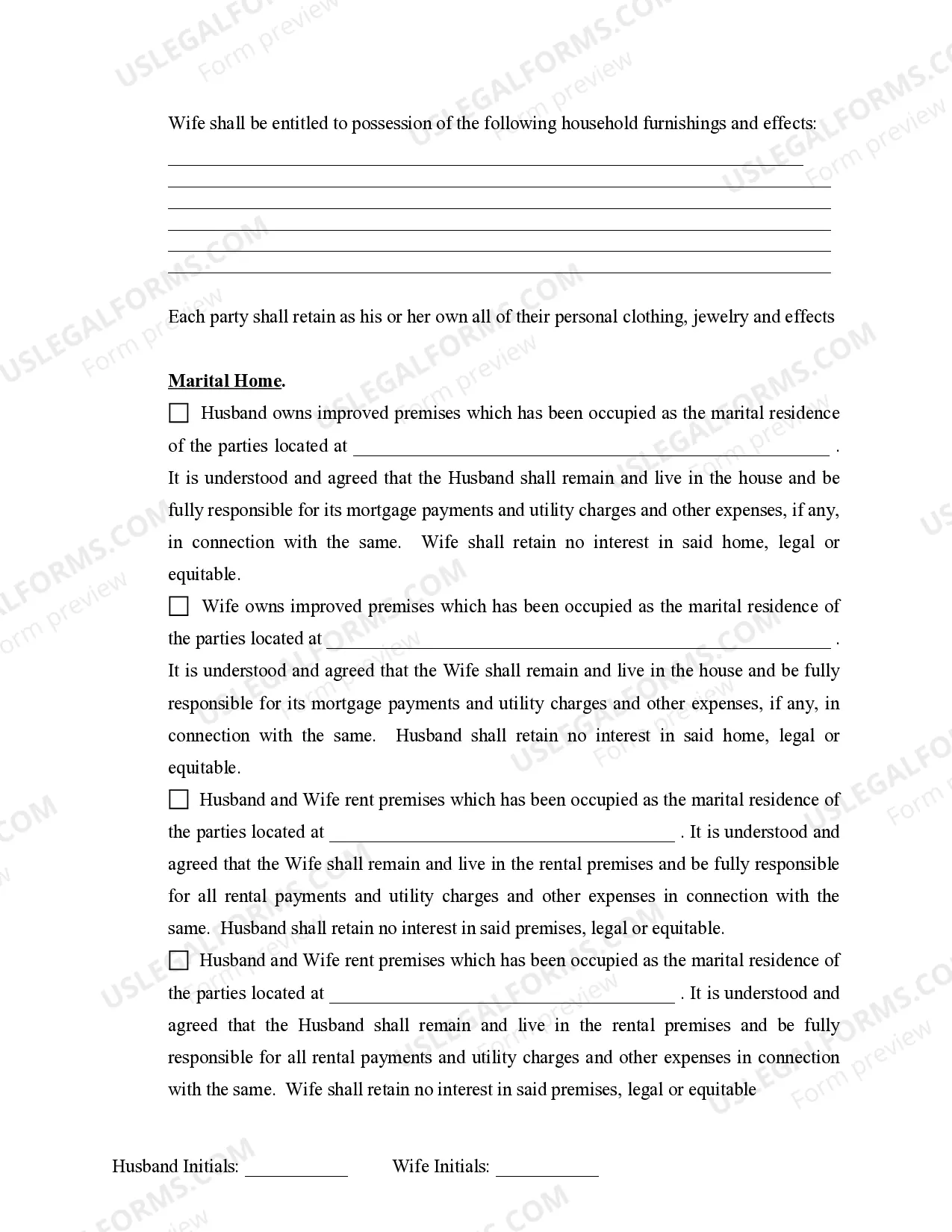 Preview Marital Domestic Separation and Property Settlement Agreement Minor Children no Joint Property or Debts effective Immediately