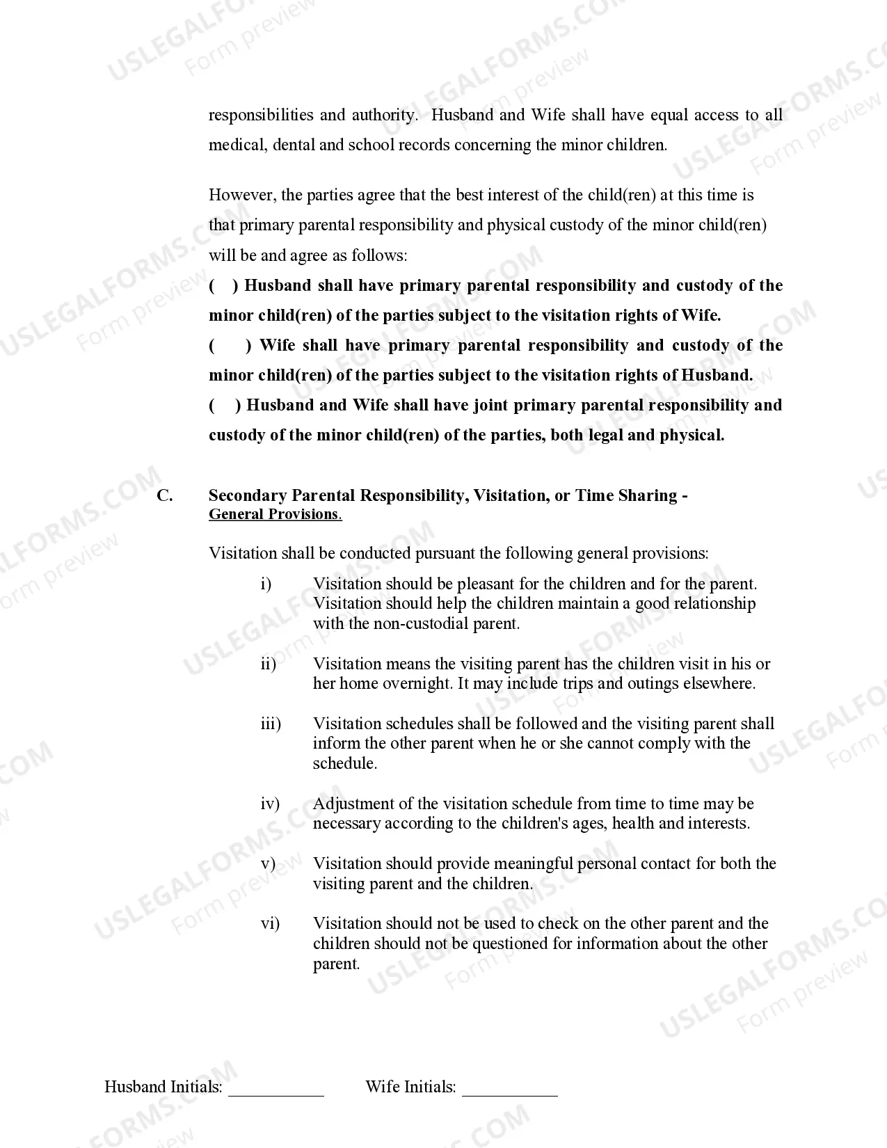 Preview Marital Domestic Separation and Property Settlement Agreement Minor Children no Joint Property or Debts effective Immediately