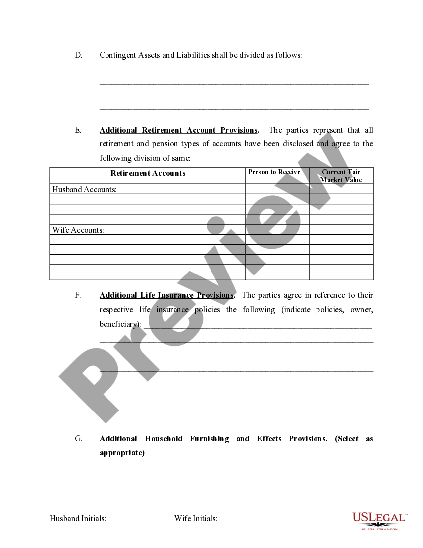 Oklahoma Marital Domestic Separation and Property Settlement Agreement